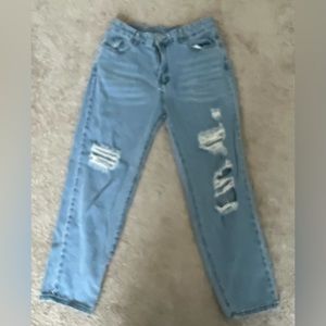 Shein Womens Light Wash Mom Jeans